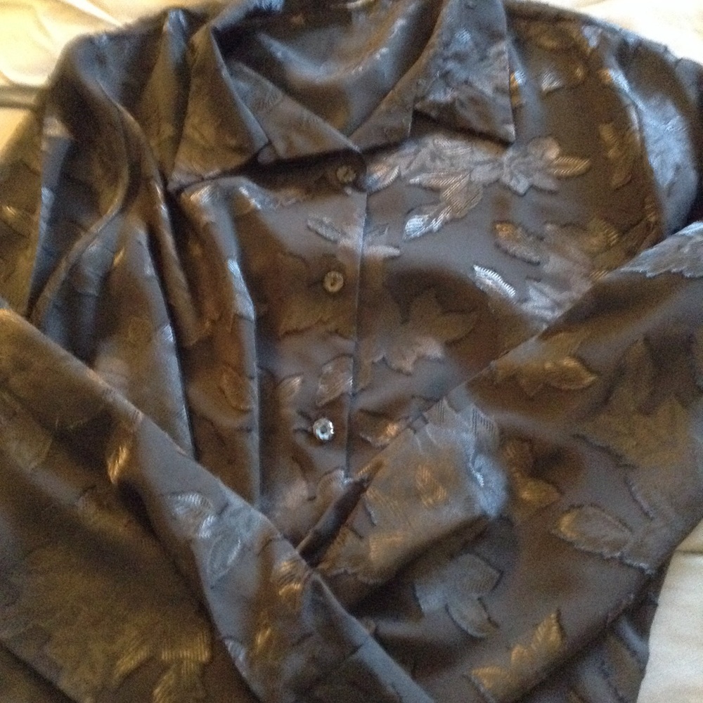 Black floral blouse